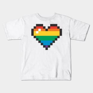 HEART PRIDE PIXEL ART LGBT LOVE Kids T-Shirt